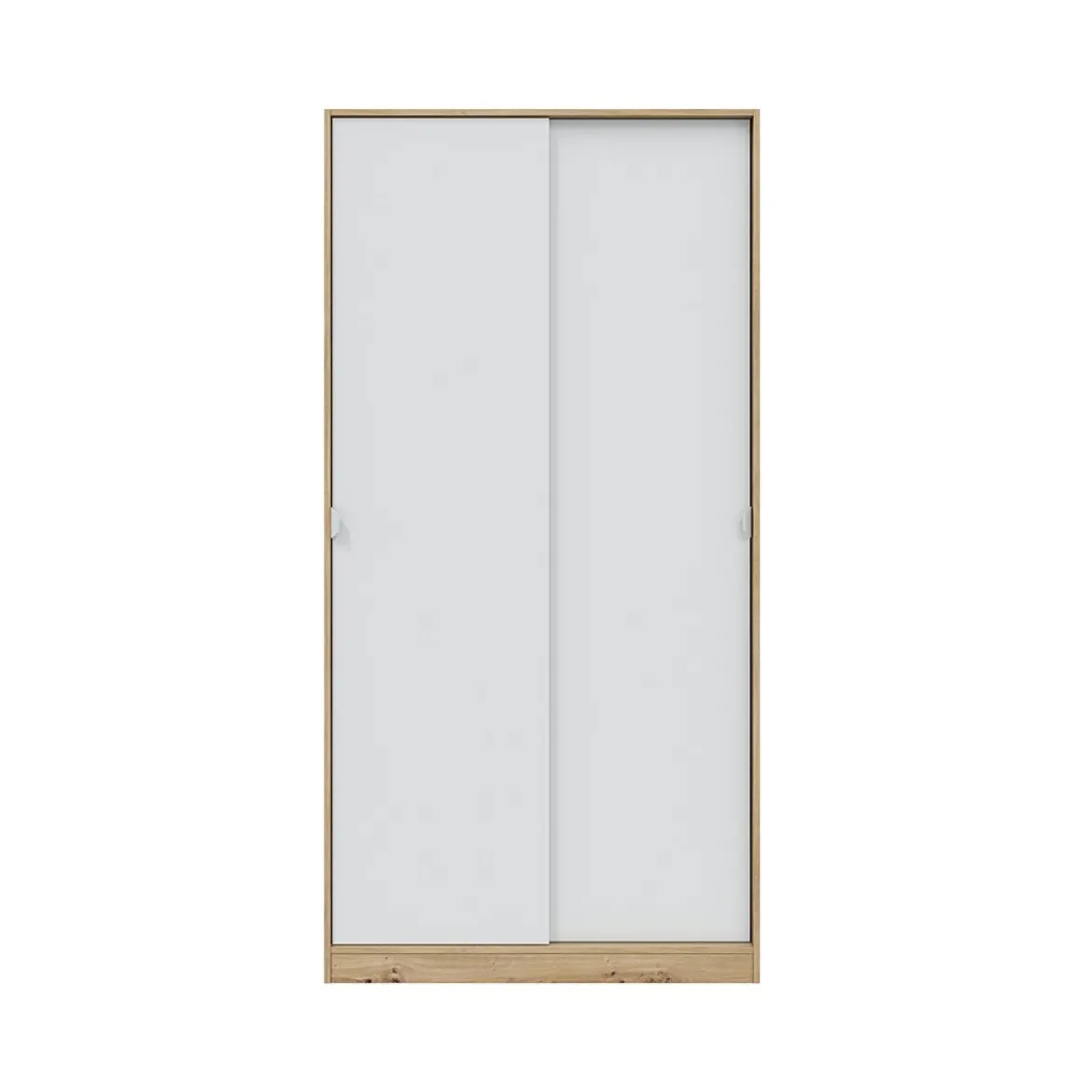 Guardaroba 2 Ante Marrone Rovere Nodi Bianco 4 Ripiani Appendiabiti 100x200h cm, Apertura Scorrevole - Orgosolo