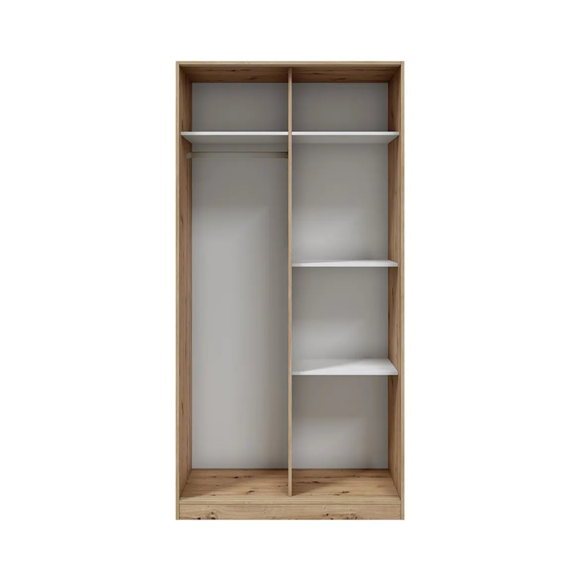Guardaroba 2 Ante Marrone Rovere Nodi Bianco 4 Ripiani Appendiabiti 100x200h cm, Apertura Scorrevole - Orgosolo