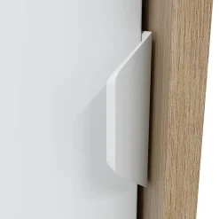 Guardaroba 2 Ante Marrone Rovere Nodi Bianco 4 Ripiani Appendiabiti 100x200h cm, Apertura Scorrevole - Orgosolo