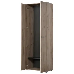 Guardaroba 2 Ante Marrone Rovere Nodi Marrone Noce un Ripiano Appendiabiti 67.5x195h cm, Apertura Battente - Pinasca