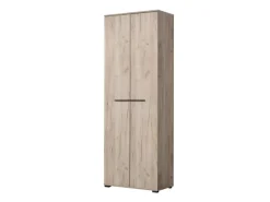 Guardaroba 2 Ante Marrone Rovere Nodi Nero 2 Ripiani Appendiabiti 220x205h cm, Apertura Scorrevole - Lalibe
