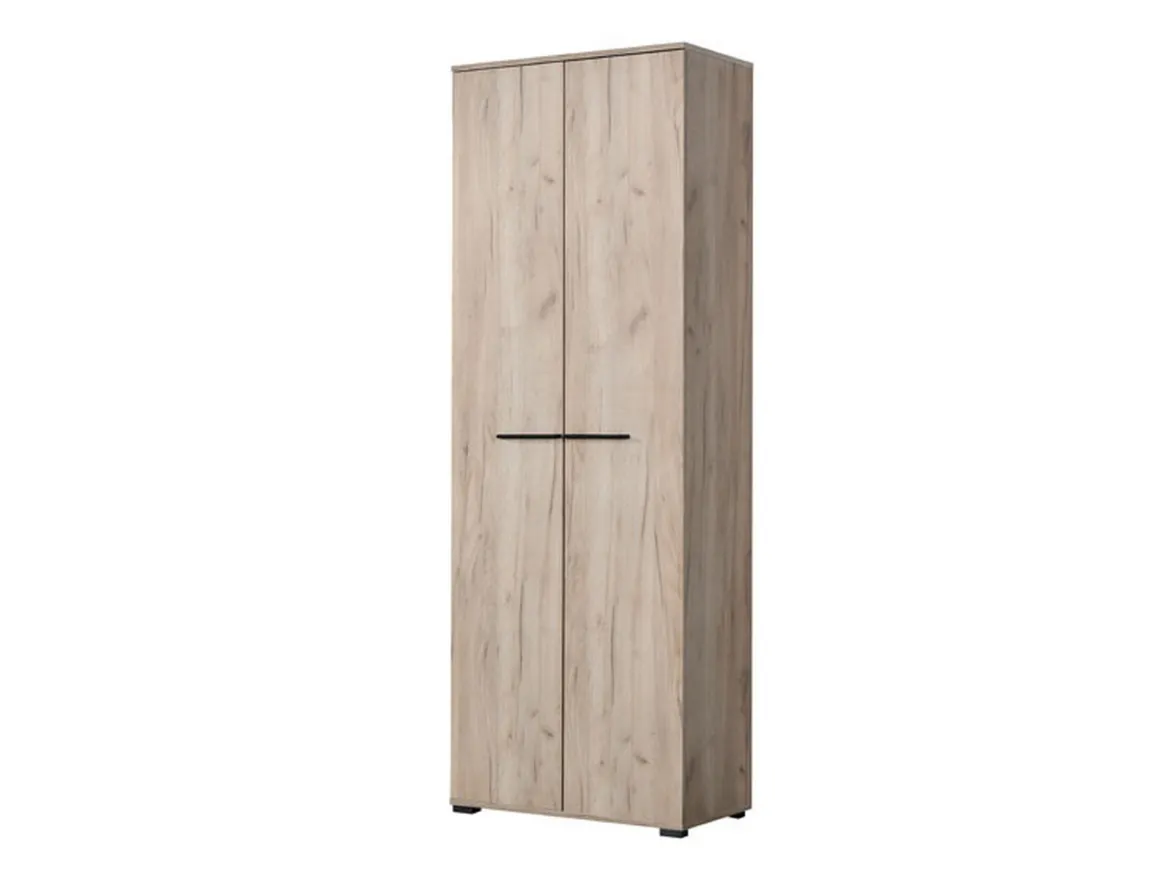 Guardaroba 2 Ante Marrone Rovere Nodi Nero 2 Ripiani Appendiabiti 220x205h cm, Apertura Scorrevole - Lalibe