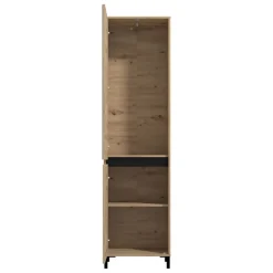 Guardaroba 2 Ante Marrone Rovere Nodi Nero Appendiabiti 2 Ripiani 54.5x205.5h cm, 2 Ante - Monta