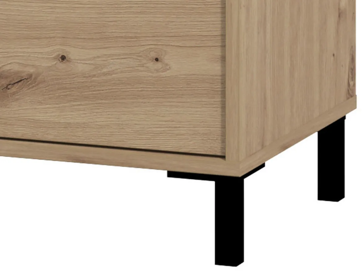Guardaroba 2 Ante Marrone Rovere Nodi Nero Appendiabiti 2 Ripiani 54.5x205.5h cm, 2 Ante - Monta