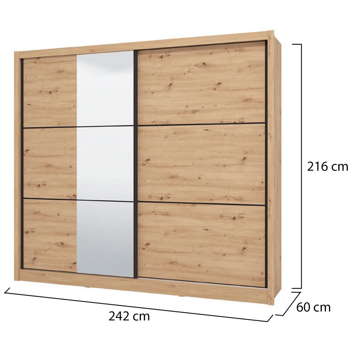 Guardaroba 2 Ante Marrone Rovere un Cassetto un Ripiano 80x170h cm, Appendiabiti - Budoia