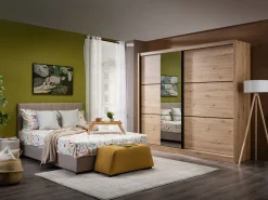 Guardaroba 2 Ante Marrone Rovere un Cassetto un Ripiano 80x170h cm, Appendiabiti - Budoia
