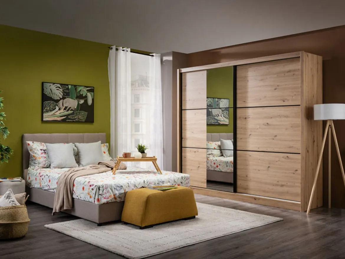 Guardaroba 2 Ante Marrone Rovere un Cassetto un Ripiano 80x170h cm, Appendiabiti - Budoia