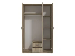 Guardaroba 3 Ante Marrone Rovere Bianco Appendiabiti un Cassetto 90x43 cm, 5 Ripiani - Infine