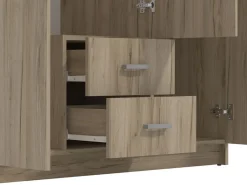 Guardaroba 3 Ante Marrone Rovere Bianco Appendiabiti un Cassetto 90x43 cm, 5 Ripiani - Infine