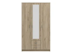 Guardaroba 3 Ante Marrone Rovere Bianco Appendiabiti un Cassetto 90x43 cm, 5 Ripiani - Infine