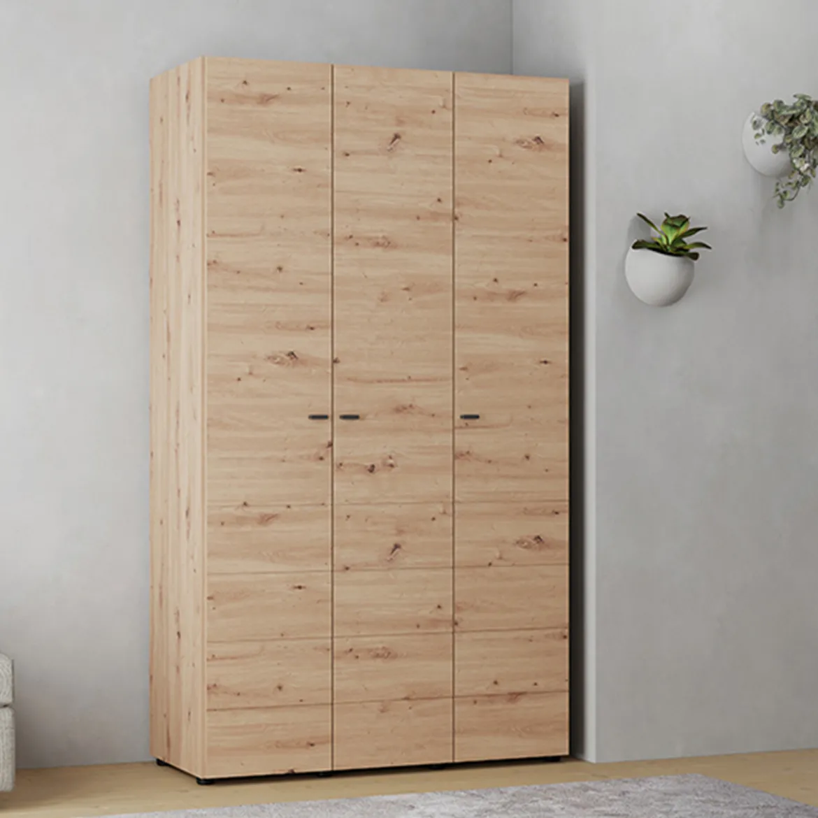 Guardaroba 3 Ante Marrone Rovere Nodi Bianco Appendiabiti 4 Ripiani 150x50 cm, 6 Vani - Senales