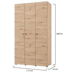 Guardaroba 3 Ante Marrone Rovere Nodi Bianco Appendiabiti 4 Ripiani 150x50 cm, 6 Vani - Senales