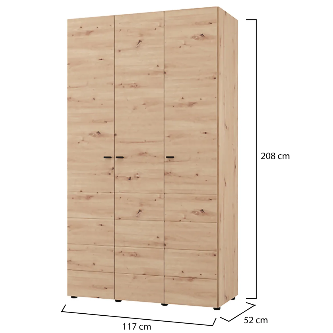 Guardaroba 3 Ante Marrone Rovere Nodi Bianco Appendiabiti 4 Ripiani 150x50 cm, 6 Vani - Senales