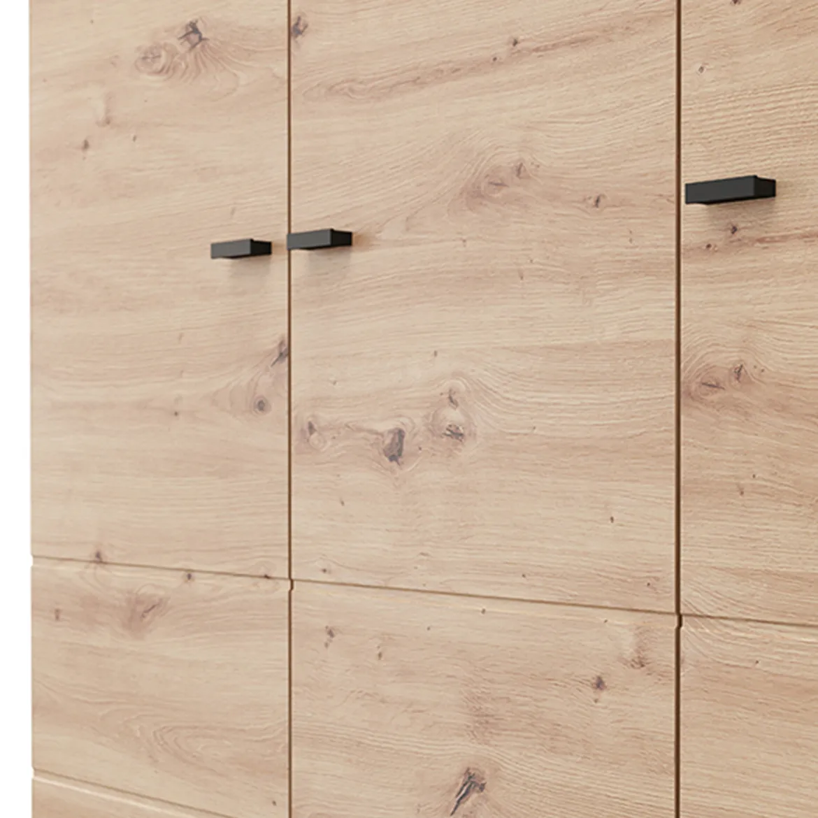 Guardaroba 3 Ante Marrone Rovere Nodi Bianco Appendiabiti 4 Ripiani 150x50 cm, 6 Vani - Senales