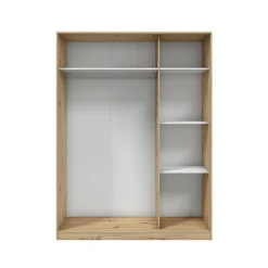 Guardaroba 3 Ante Marrone Rovere Nodi Bianco Appendiabiti 4 Ripiani 150x50 cm, 6 Vani - Senales