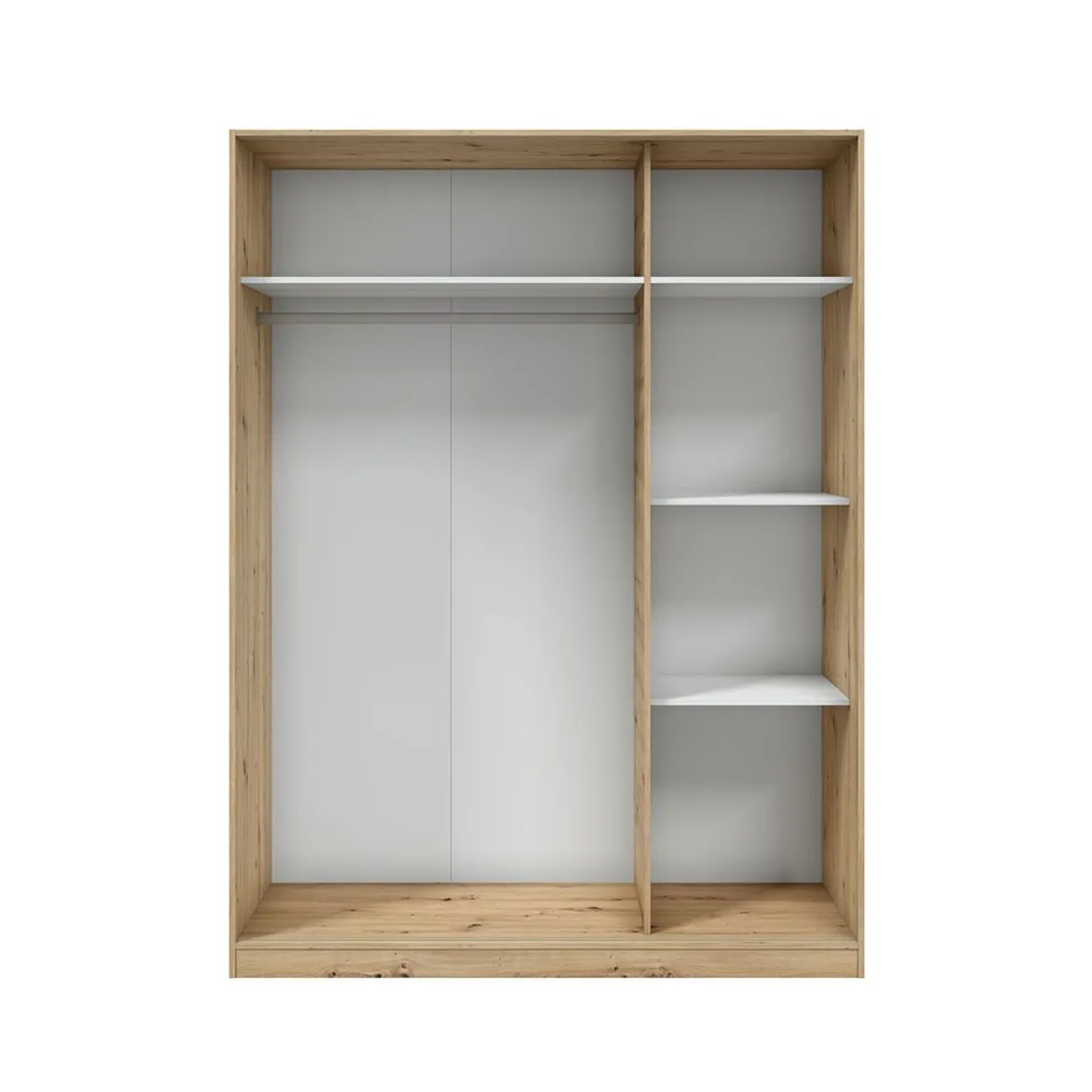 Guardaroba 3 Ante Marrone Rovere Nodi Bianco Appendiabiti 4 Ripiani 150x50 cm, 6 Vani - Senales