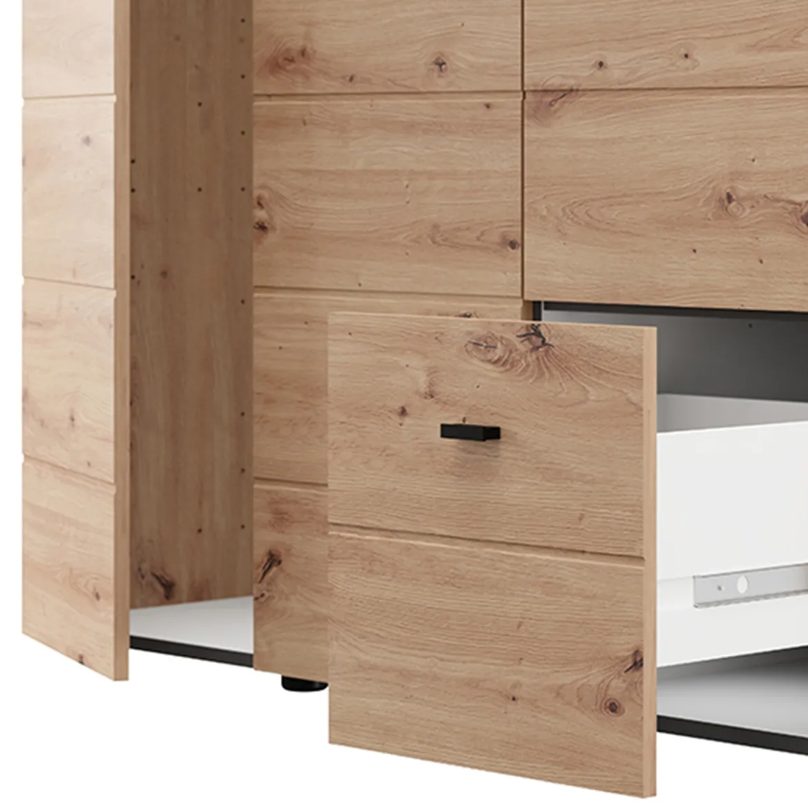 Guardaroba 3 Ante Marrone Rovere Nodi Bianco Appendiabiti un Cassetto 117x52 cm, 4 Ripiani - Serram