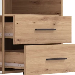 Guardaroba 3 Ante Marrone Rovere Nodi Nero Appendiabiti 2 Cassetti 127.5x54 cm, 5 Ripiani - Molare