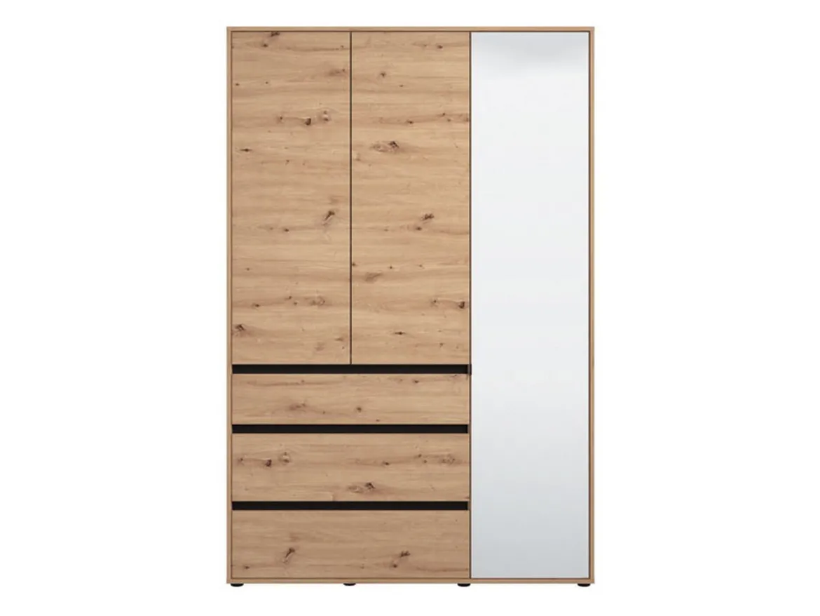 Guardaroba 3 Ante Marrone Rovere Nodi Nero Appendiabiti un Cassetto 117x52 cm, 5 Ripiani - Patzcu