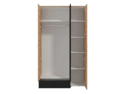 Guardaroba 3 Ante Marrone Rovere Nodi Nero Appendiabiti un Cassetto 138x54.5 cm, 5 Ripiani - Ilbono