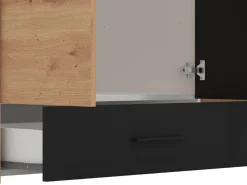 Guardaroba 3 Ante Marrone Rovere Nodi Nero Appendiabiti un Cassetto 138x54.5 cm, 5 Ripiani - Ilbono