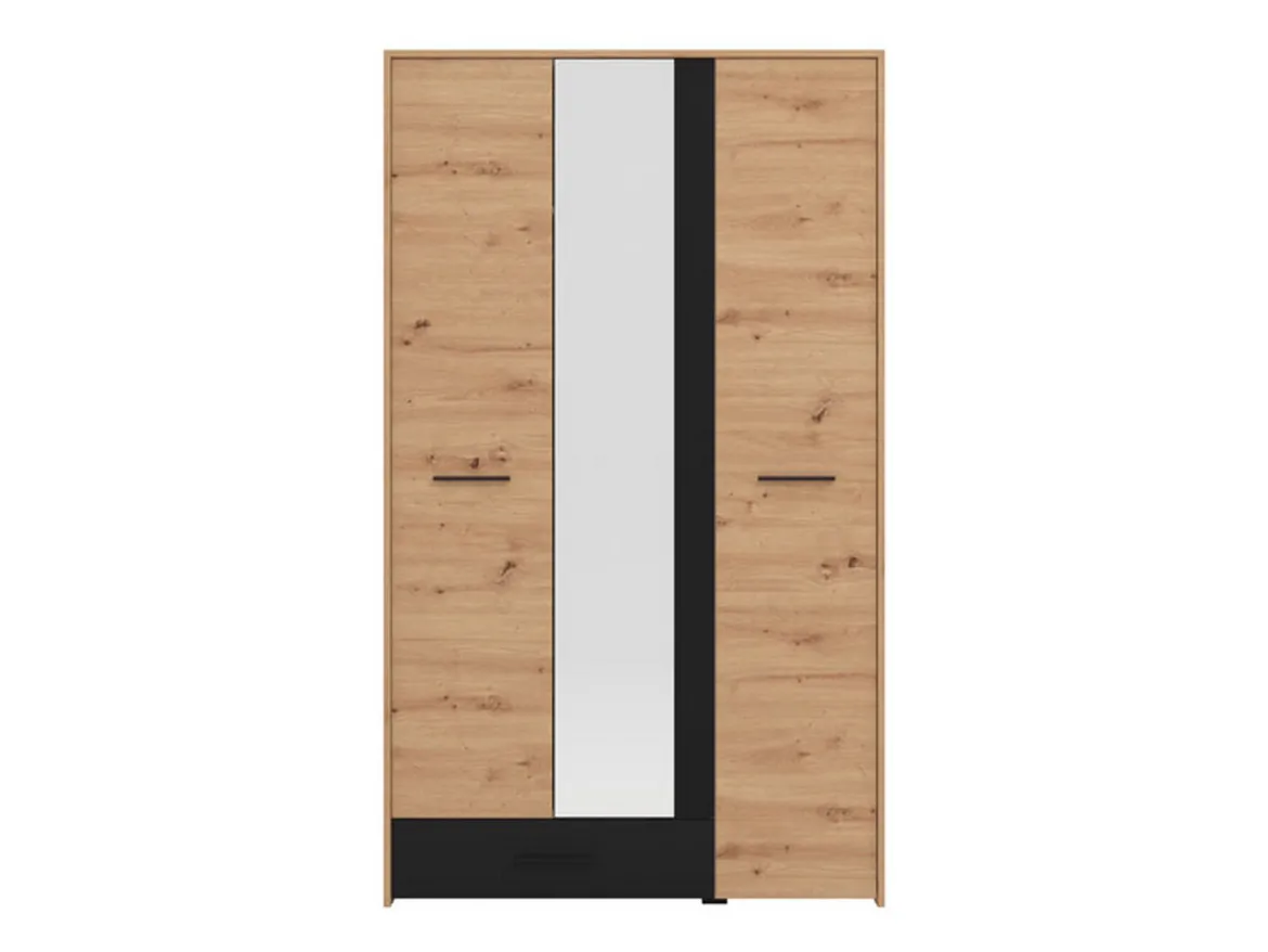 Guardaroba 3 Ante Marrone Rovere Nodi Nero Appendiabiti un Cassetto 138x54.5 cm, 5 Ripiani - Ilbono