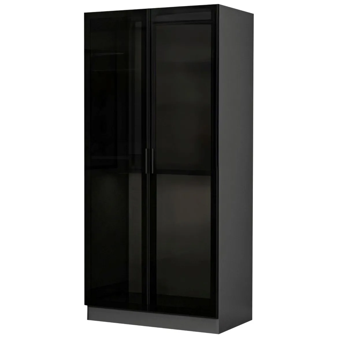 Guardaroba 2 Ante Nero Antracite Appendiabiti un Ripiano 90x210h cm, 2 Ante - Moconesi