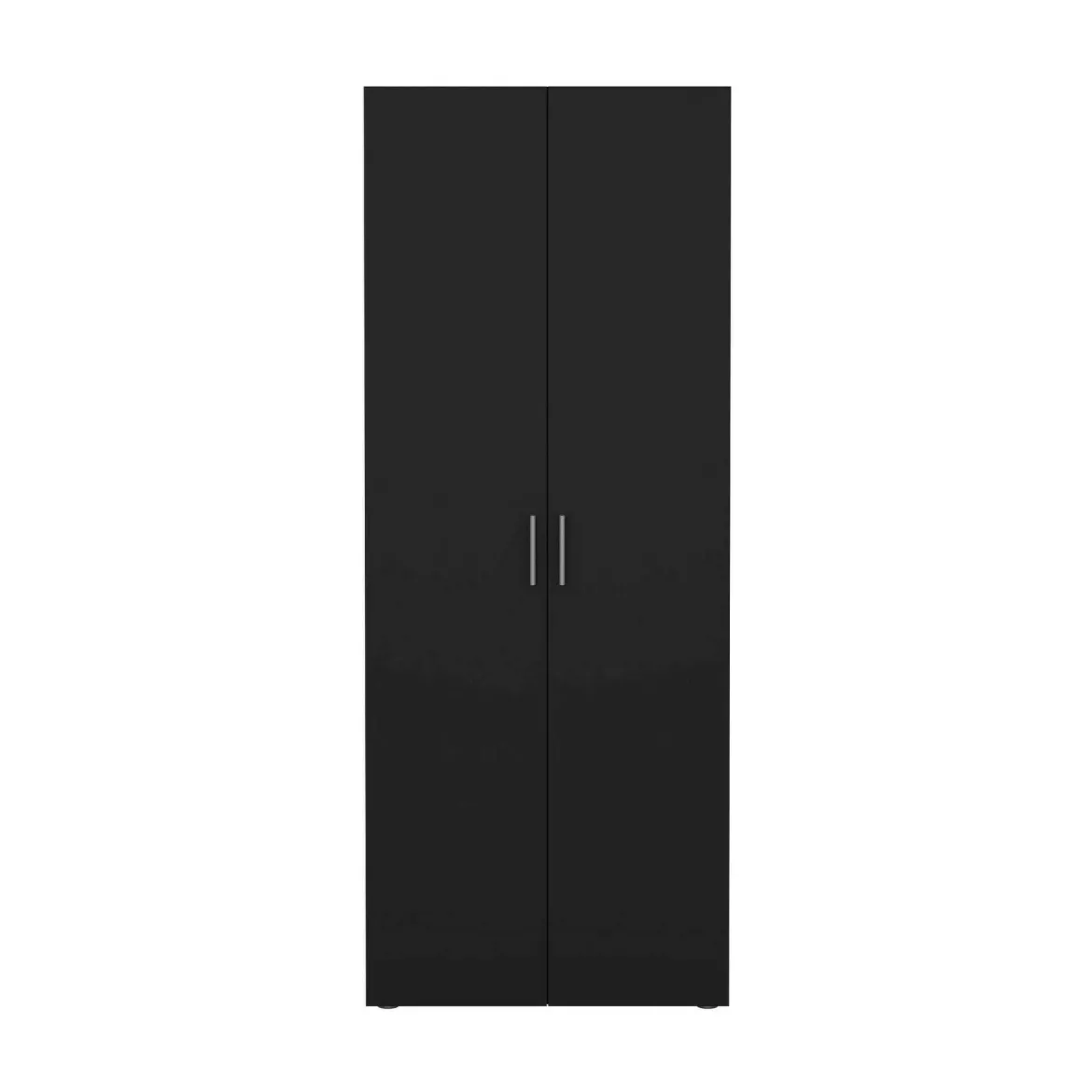 Guardaroba 2 Ante Nero Appendiabiti 5 Ripiani 78.7x200.9h cm, Apertura Battente - Argor