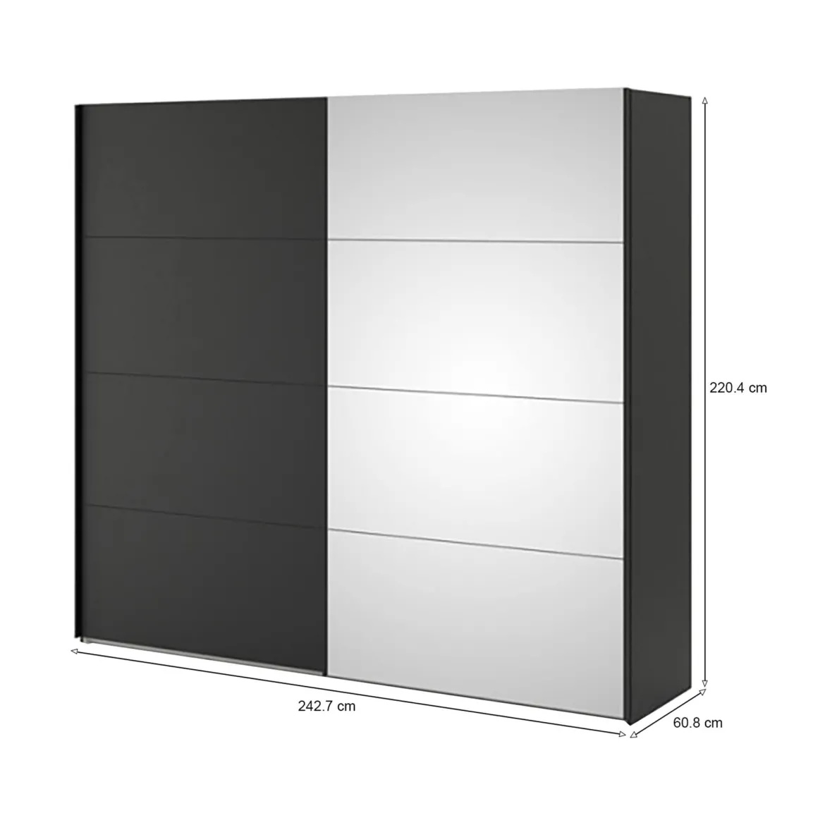 Guardaroba 2 ante nero 242x220h cm - Tobie