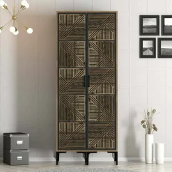 Guardaroba 2 ante noce e antracite 80x200h cm - Acate