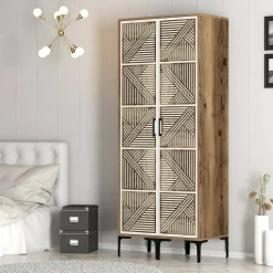Guardaroba 2 ante noce e bianco 80x200h cm - Acate