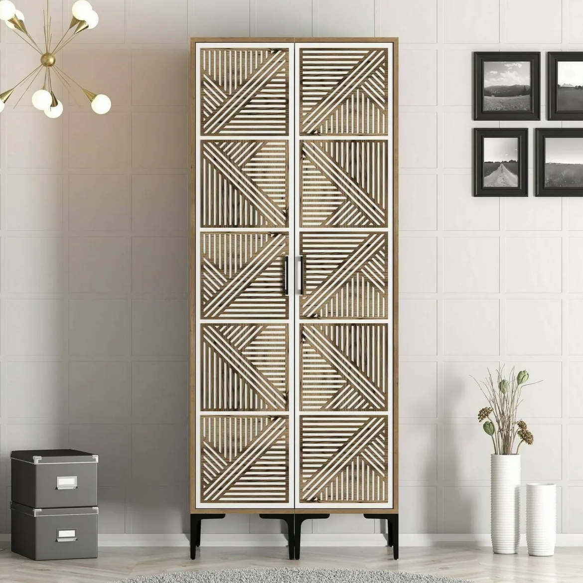 Guardaroba 2 ante noce e bianco 80x200h cm - Acate