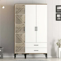 Guardaroba 3 ante noce e bianco 120x201h cm - Awty