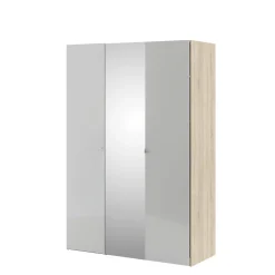 Guardaroba 3 ante quercia e bianco lucido 147x218h cm - Megi
