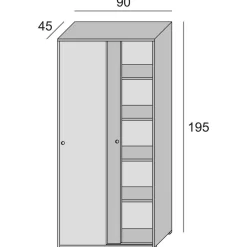 Guardaroba 2 ante rovere e bianco 90x195h cm - Alaysia