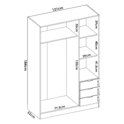 Guardaroba 3 ante rovere 121x184h cm - Astru