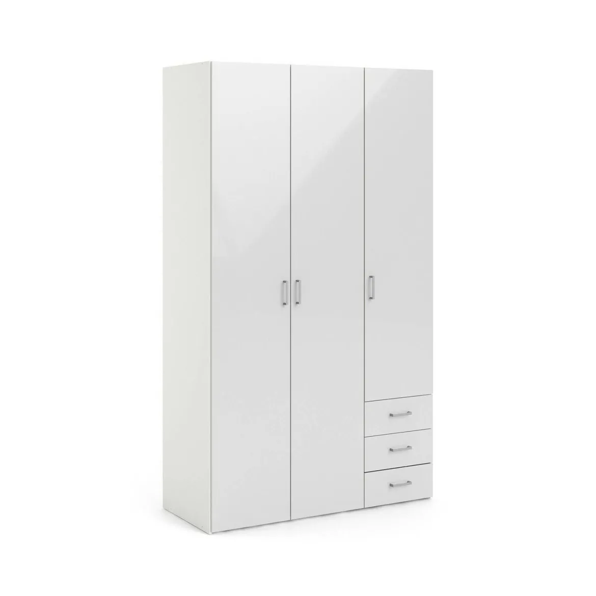 Guardaroba 3 ante Suzette, Mobile camera da letto, Cabina armadio portabiti, Armadio appendiabiti, 116x50 h200 cm, Bianco