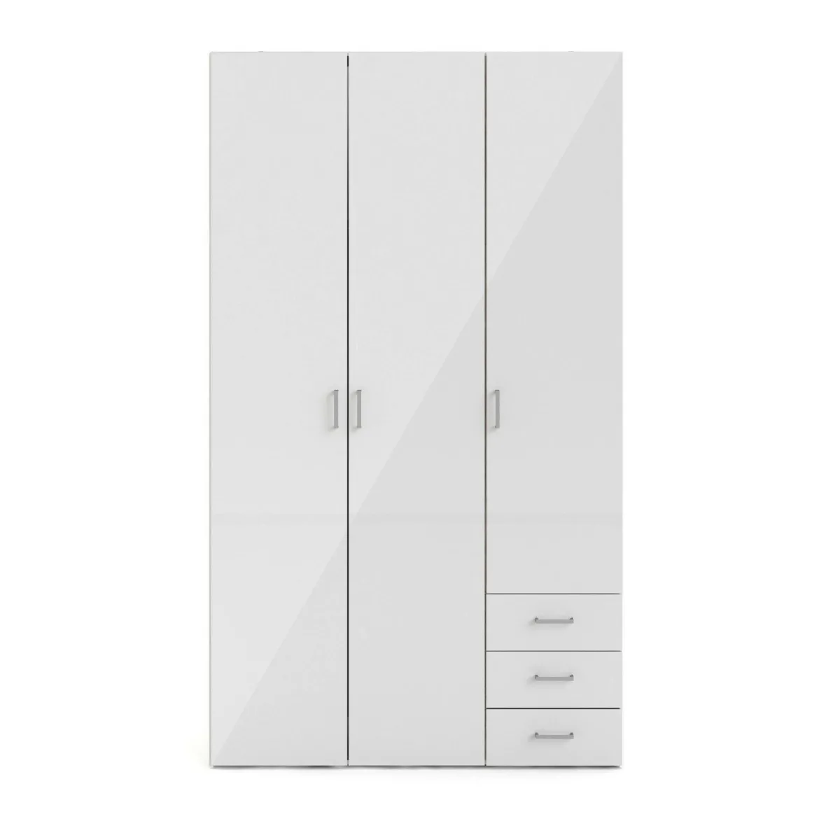 Guardaroba 3 ante Suzette, Mobile camera da letto, Cabina armadio portabiti, Armadio appendiabiti, 116x50 h200 cm, Bianco
