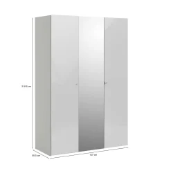 Guardaroba con anta specchio bianco lucido 147x218h cm - Megi