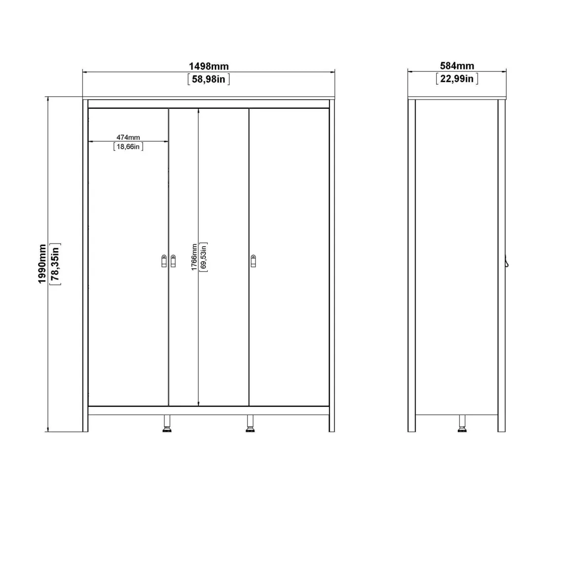 Guardaroba con appendiabiti bianco 150x199h cm - Conti