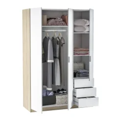 Guardaroba con appendiabiti bianco e rovere 121x180h cm - Apaches