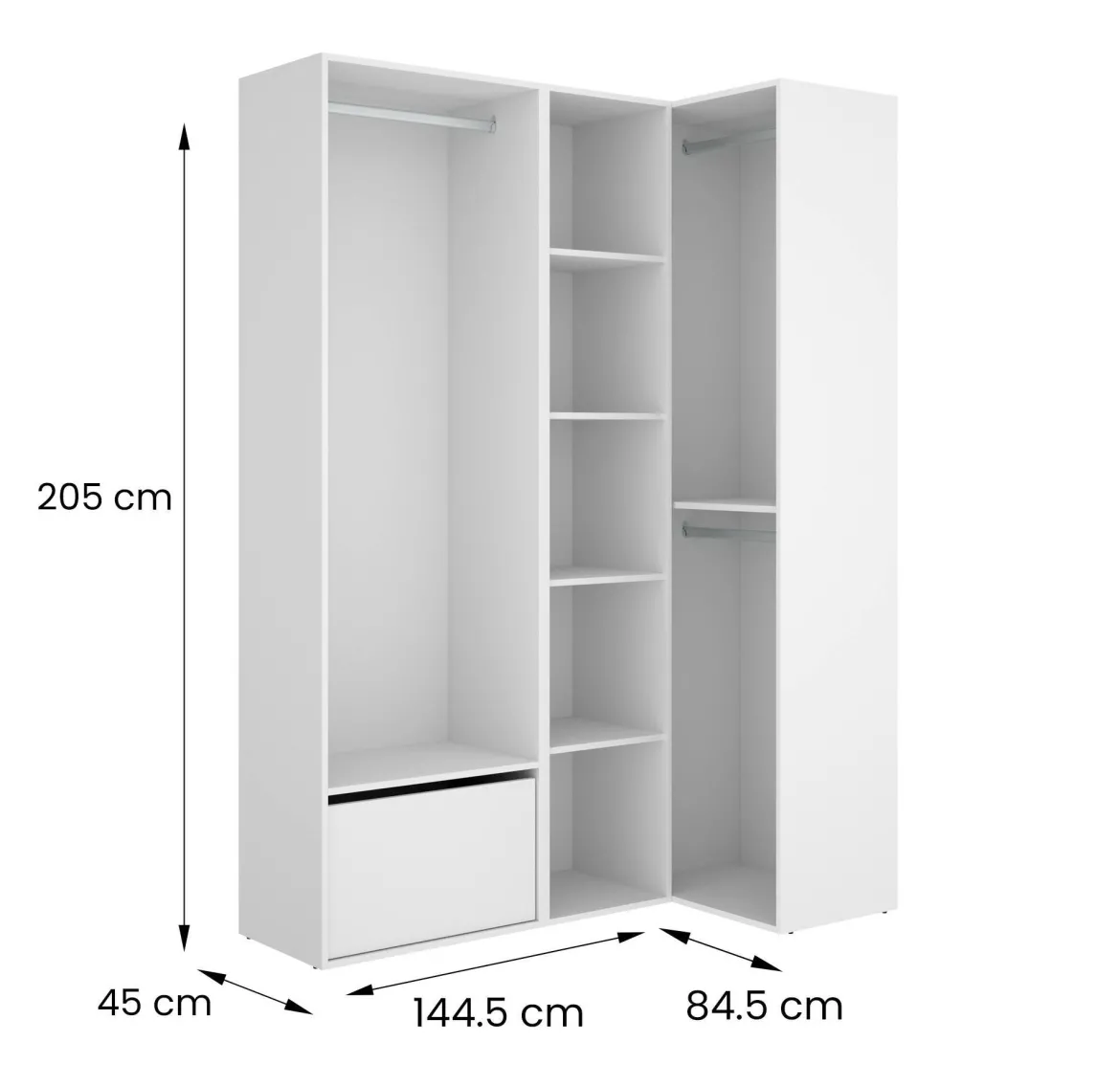 Guardaroba con appendiabiti bianco e rovere 144x205h cm - Tobias