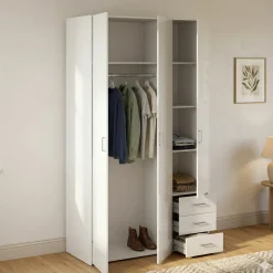 Guardaroba con appendiabiti bianco lucido 147x218h cm - Ernesto