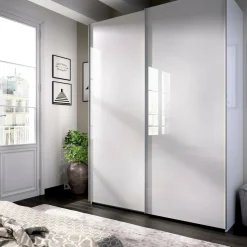 Guardaroba con appendiabiti bianco lucido 150x204h cm - Anda