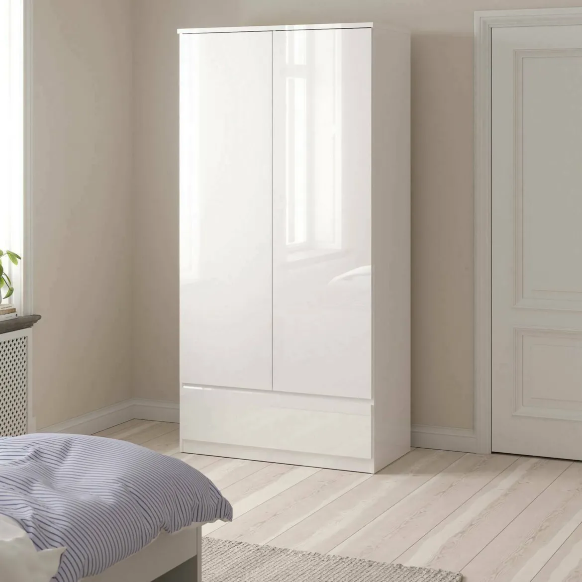 Guardaroba con appendiabiti cemento e bianco 120x200h cm - Aristode
