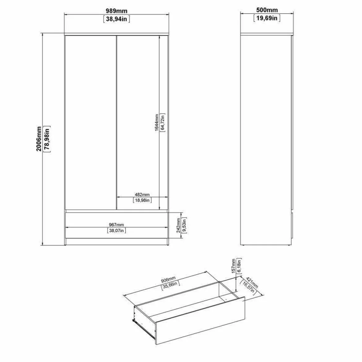 Guardaroba con appendiabiti cemento e bianco 120x200h cm - Aristode