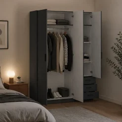 Guardaroba con appendiabiti grigio 178x220h cm - Malakas