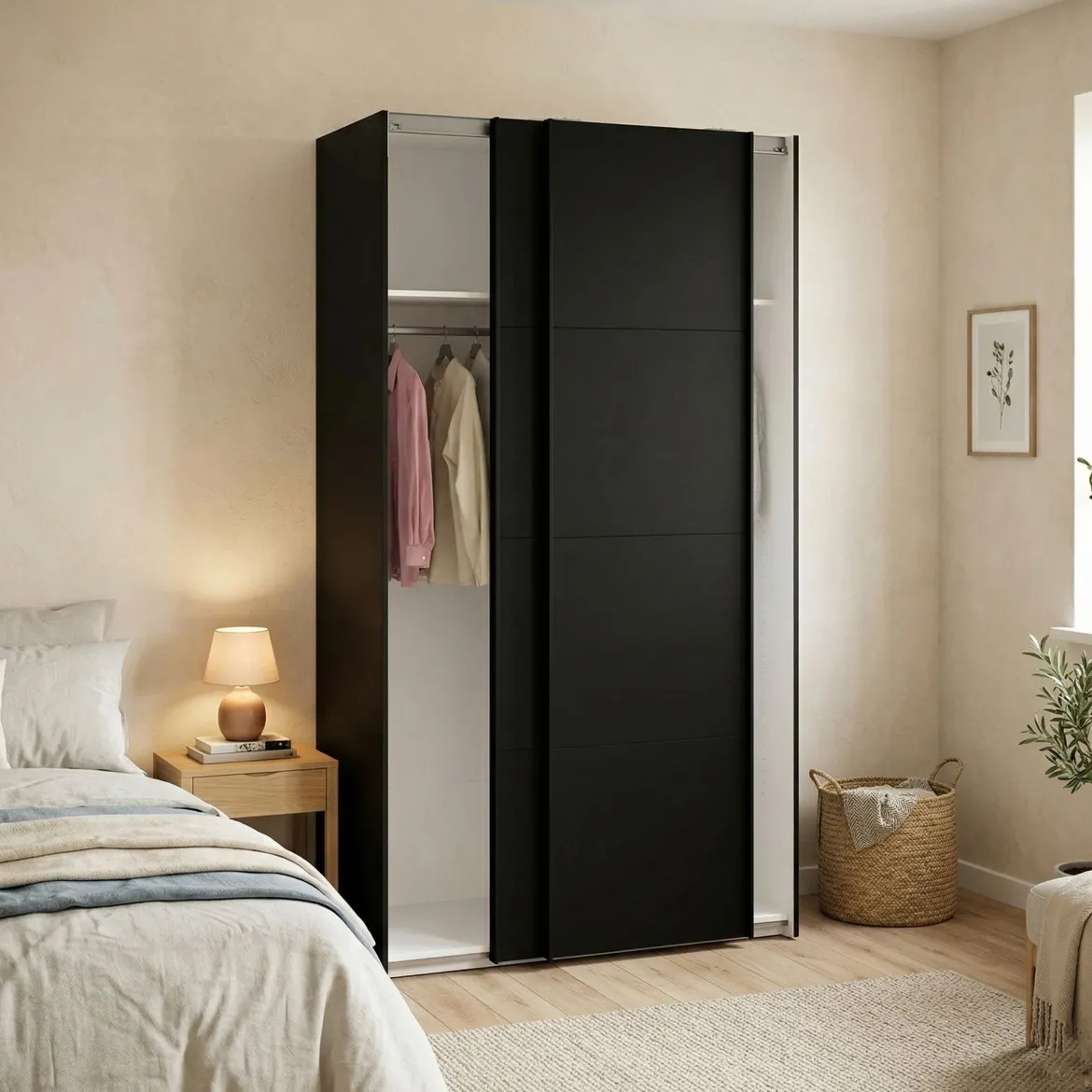 Guardaroba con appendiabiti nero 150x218h cm - Alfano
