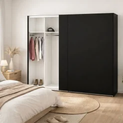 Guardaroba con appendiabiti nero e bianco 182x220h cm - Portlouis