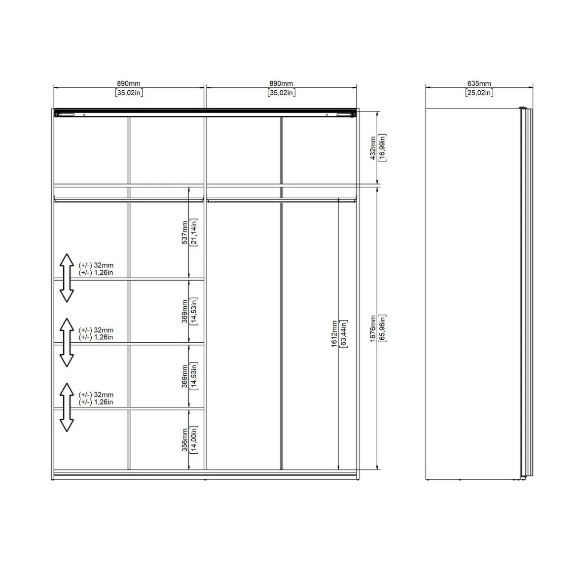 Guardaroba con appendiabiti nero e rovere 121x200h cm - Kammuri
